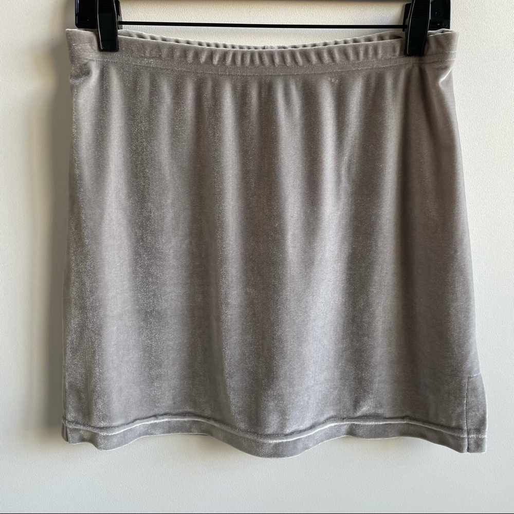 Vintage Y2K No Boundaries Silver Velvet Mini Skirt